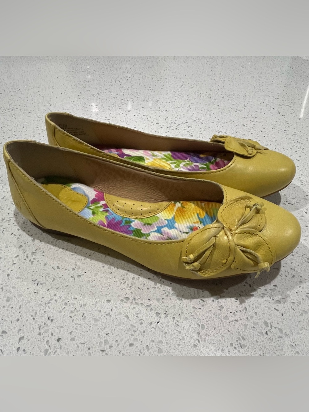 Børn Women's Sunshine Yellow 3-D Flower Tassel Ballet Flats , Size 6.5 Euro 37